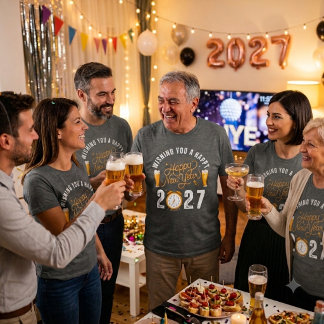T-shirt Happy New Year 2027 Beer Celebration Retro