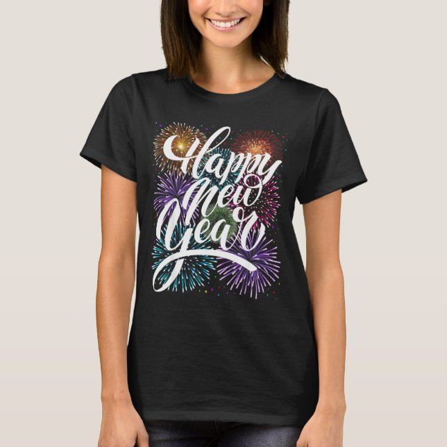 T-shirt Happy New Year Firework Family Matching Men Women  (Devant)