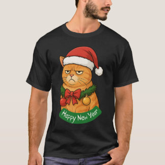 T-SHIRT HAPPY NEW YEAR, MEOWY CHRISTMAS, MERRY XMAS