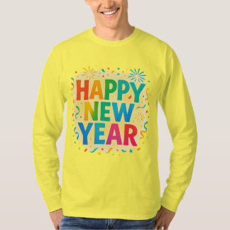 T-shirt Happy New Year — Multicolour Confetti Celebration