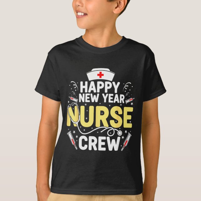 T-shirt Happy New Year Nurse Shirt, Fireworks Stethoscope  (Devant)
