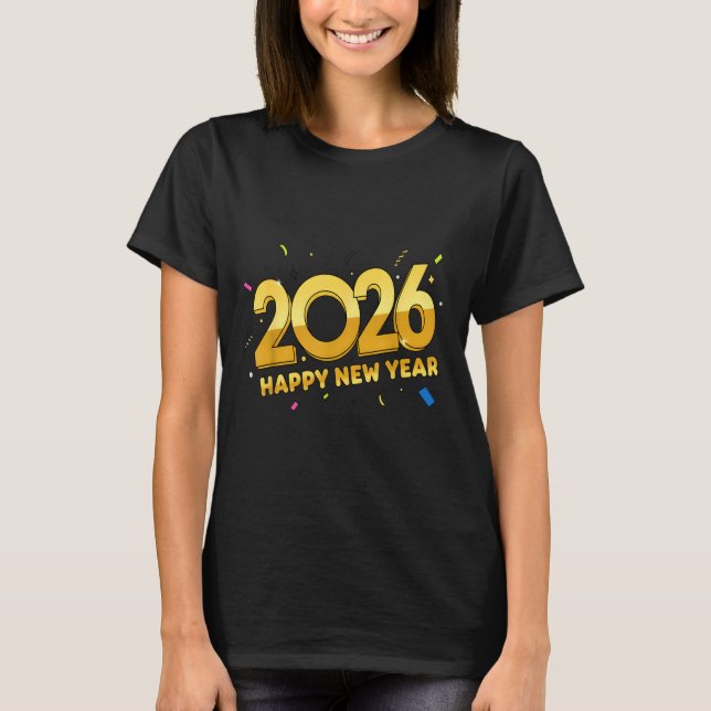 T-shirt Happy New Year Party 2026 Ballon Family Matching M (Devant)