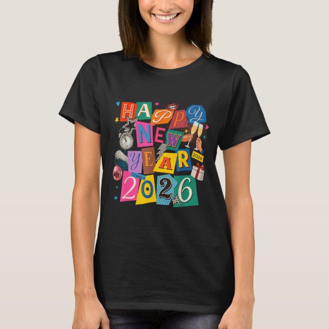 T-shirt Happy New Year Party 2026 Ballon Family Matching M (Devant)