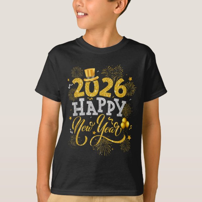 T-shirt Happy New Year Party 2026 Fireworks Family Matchin (Devant)