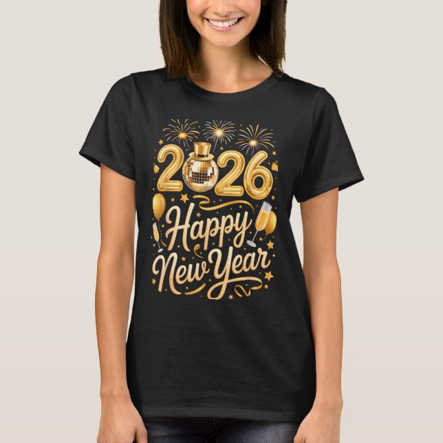 T-shirt Happy New Year Party 2026 Funny Balloon Family Mat (Devant)