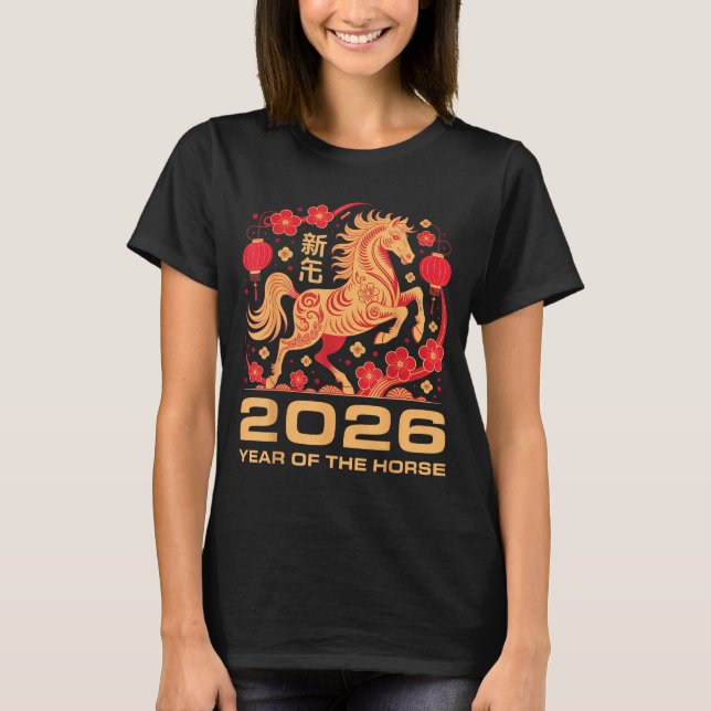 T-shirt Happy New Year-year Of The Horse Chinese New-year  (Devant)