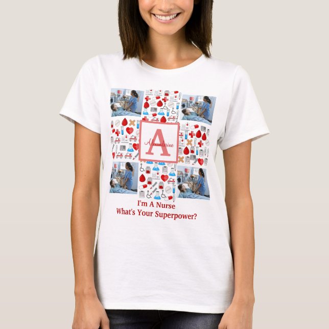 T-shirt Happy Nurses Day 4 photo collage croix monogramme (Devant)