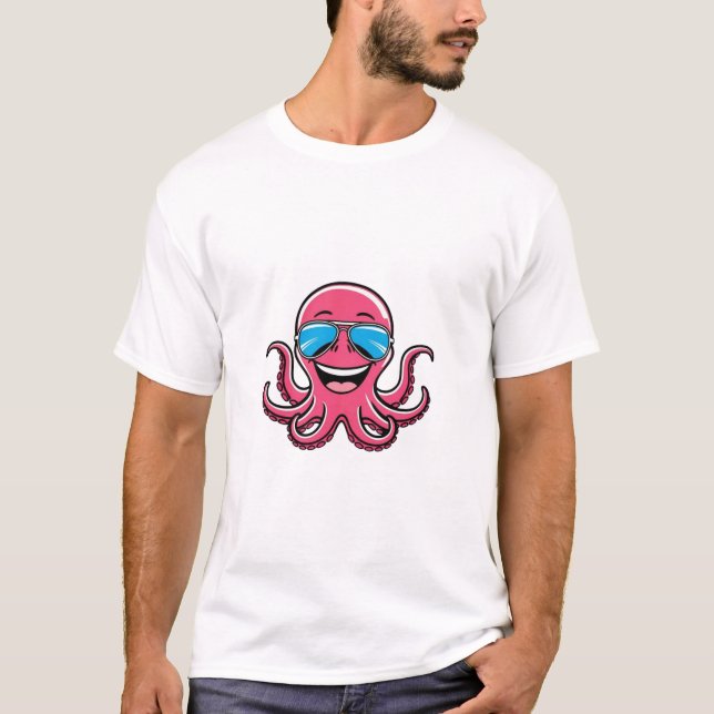 T-shirt Happy Octopus porter Blue Aviators Graphic Tee (Devant)
