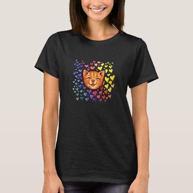T-shirt Happy Orange Abby Cat Rainbow (Devant)