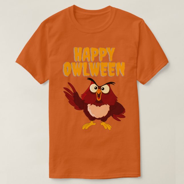 T-shirt Happy Owlween Happy Halloween Monster Trick Ou Tre (Design devant)