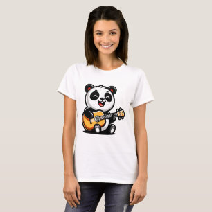 T-shirt Happy Panda Guitarist - Cute Acoustic Music Design