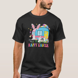 T-shirt Happy Pâques Camping Cute Bunny Oeufs Chasse Pâte