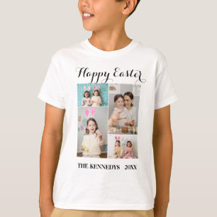 T-shirt Happy Pâques Custom 4 Photo Collage Famille Pâques