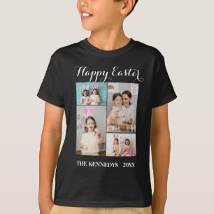 T-shirt Happy Pâques Custom 4 Photo Collage Famille Pâques