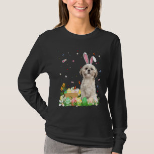 T-shirt Happy Pâques mignonette Bunny Shih Tzu portant Lap