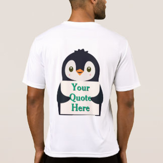 T-shirt Happy penguin holding a sign to personalize