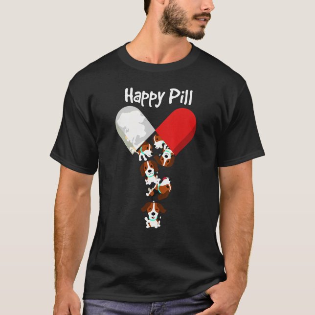 T-shirt Happy Pill Beagle Maman Papa (Devant)