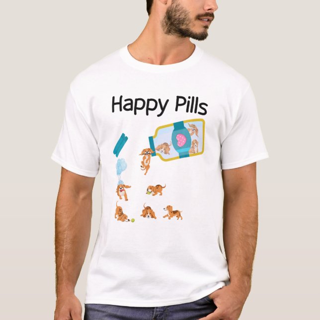 T-shirt Happy Pills Beagles Chiens mignons Beagles Amateur (Devant)