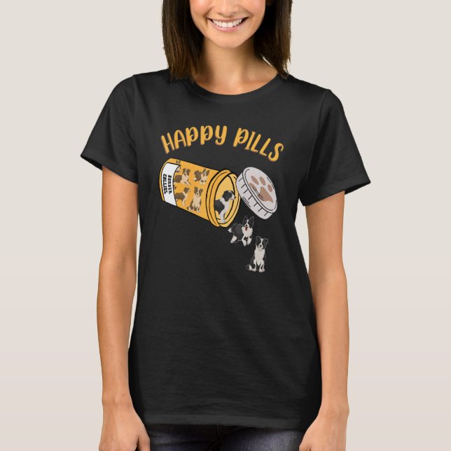 T-shirt Happy Pills Bordure Collie Chien (Devant)