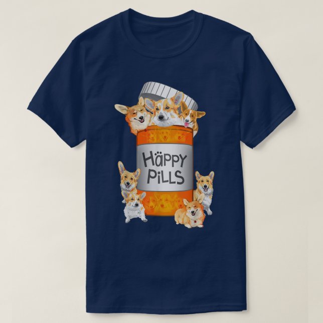 T-shirt Happy Pills Corgi (Design devant)