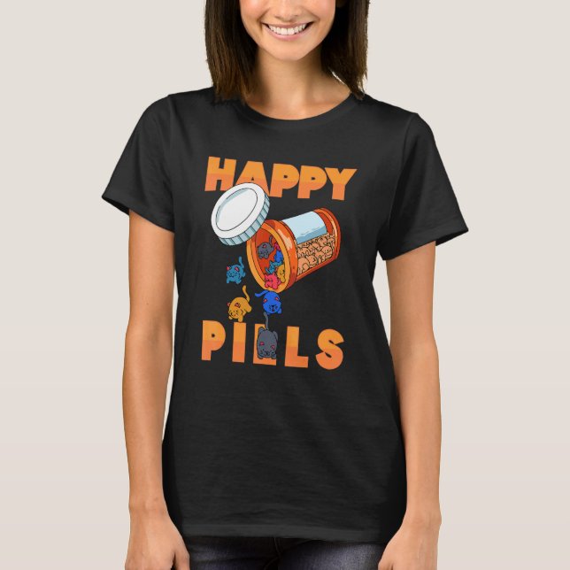 T-shirt Happy Pills Daily Pill Organisateur Avec de mignon (Devant)