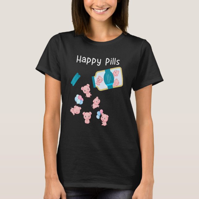 T-shirt Happy Pills Pig Cute (Devant)