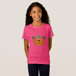 T-Shirt Happy Pineappy Design - Girls Jersey T-Shir