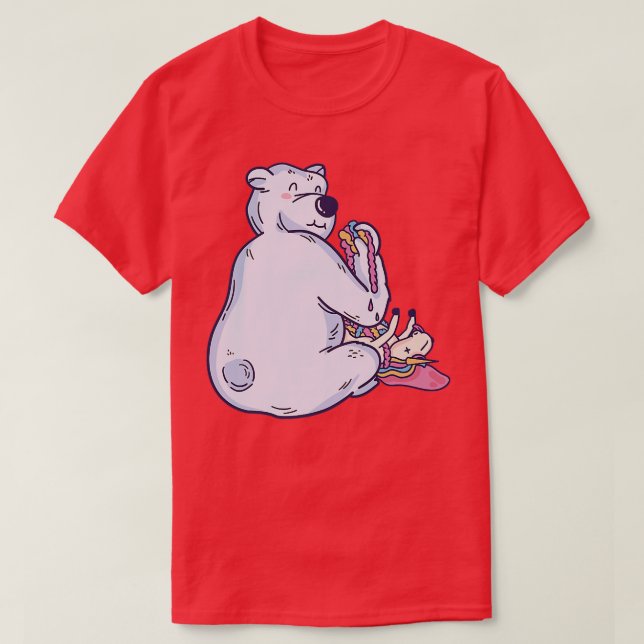 T-shirt HAPPY POLA BEAR MANGE UNE UNICORN Premium (Design devant)
