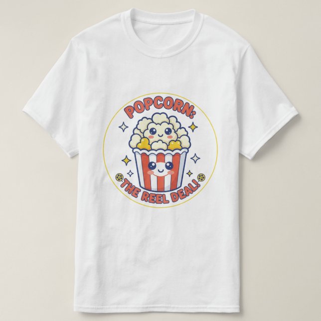 T-shirt Happy Popcorn Movie Lover Graphic (Design devant)
