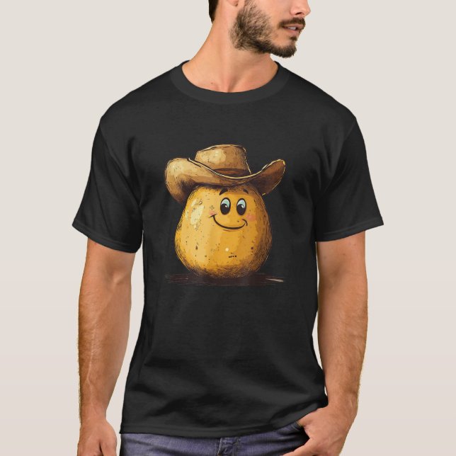 T-shirt Happy Potato with Cowboy Hat Costume  (Devant)