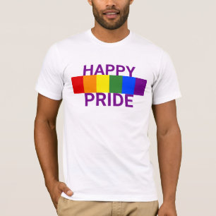 T-shirt Happy Pride LGBT Rainbow Stripe