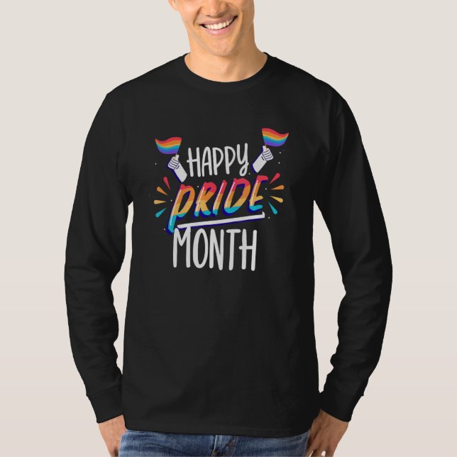 T-shirt Happy Pride Month Gay Lgbtq Proud Rainbow (Devant)