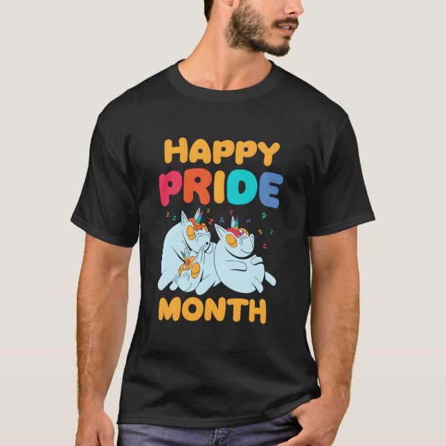 T-shirt Happy Pride Month Gay Lgbtq Rainbow Proud (Devant)