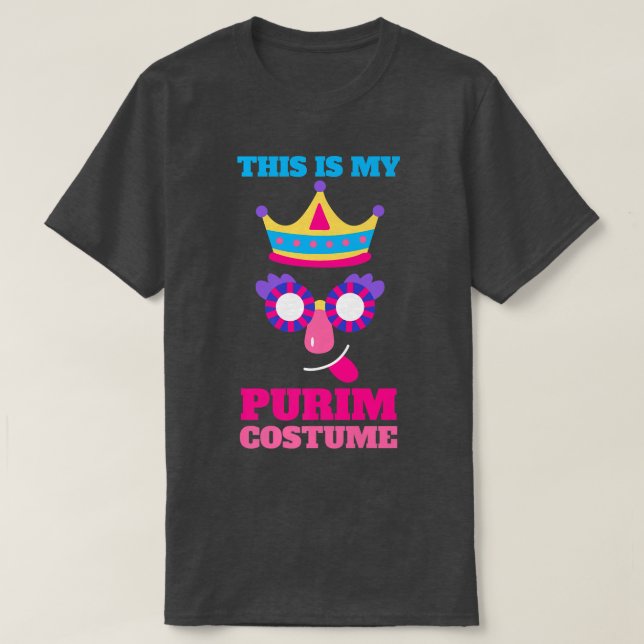 T-shirt Happy Purim Costume Idea Cute Mask Hébreu Juif H (Design devant)