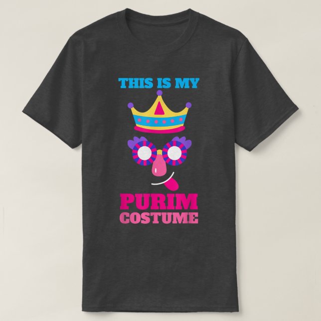 T-shirt Happy Purim Costume Idea Cute Mask Hébreu Juif H (Design devant)
