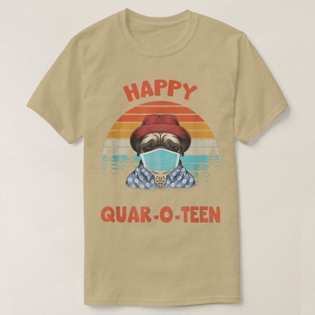 T-shirt Happy QuarOTeen Dog avec Face Mask Dog Halloween (Design devant)