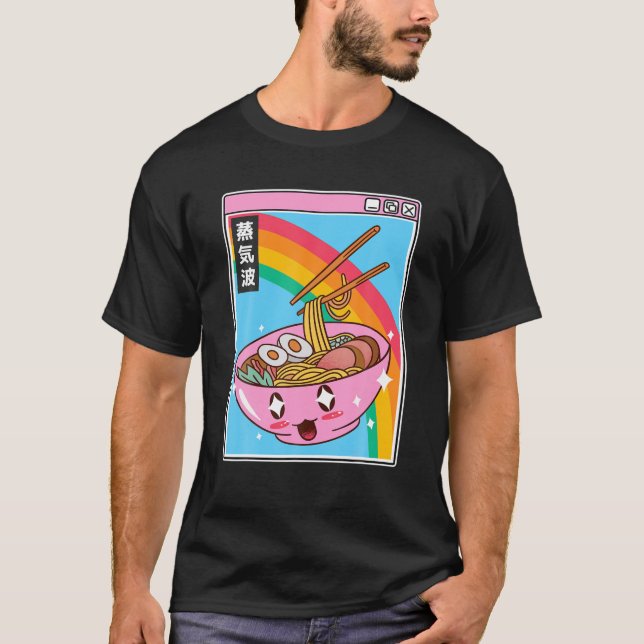 T-shirt Happy Ramen Bowl Digital Japan Style Otaku Anime V (Devant)