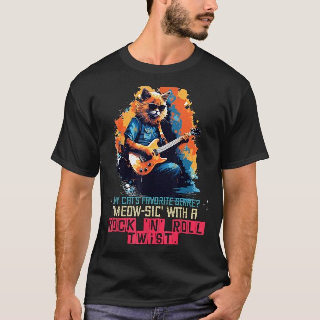 T-shirt Happy Rock'n Roll Costume de chat avec cool électr (Devant)