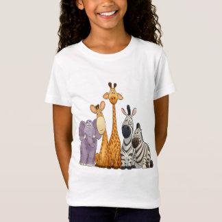 T-Shirt Happy Safari Friends – Cartoon Animals Illustratio