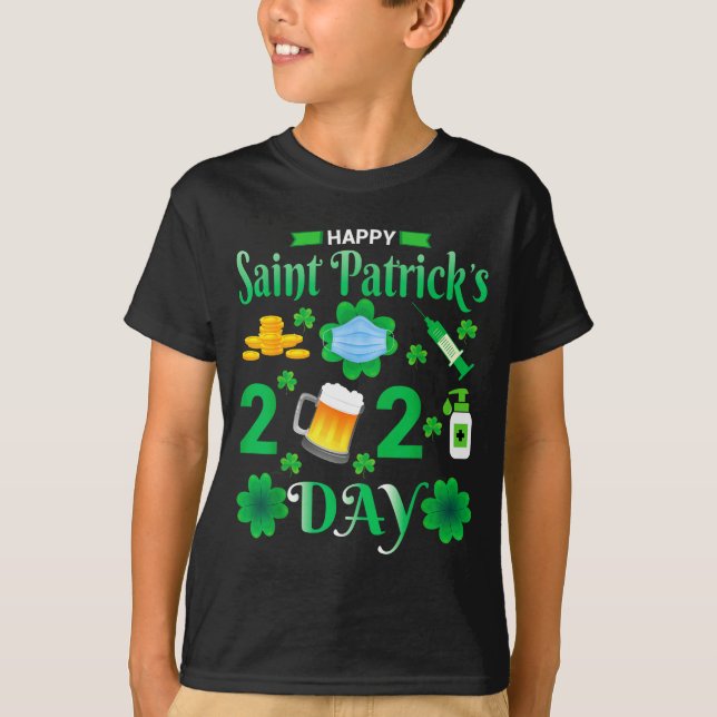 T-shirt Happy Saint Patrick's Day 2024 Irish Shamrock Face (Devant)