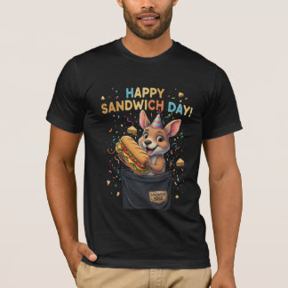 T-shirt Happy Sandwich Day Boss- Kangaroo Foodie Animal