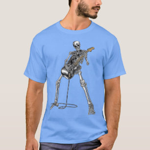 T-shirt Happy Skeleton Guitar Guy Éffrayant Halloween Rock