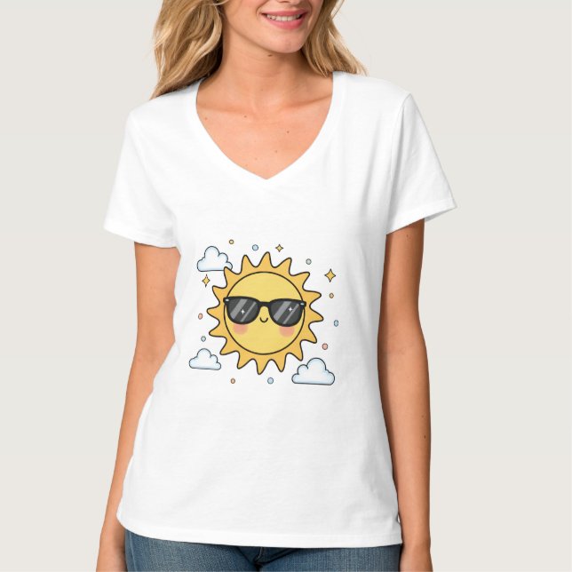 T-shirt Happy Smiling Sun Cartoon - Minimalist Kawaii Suns (Devant)