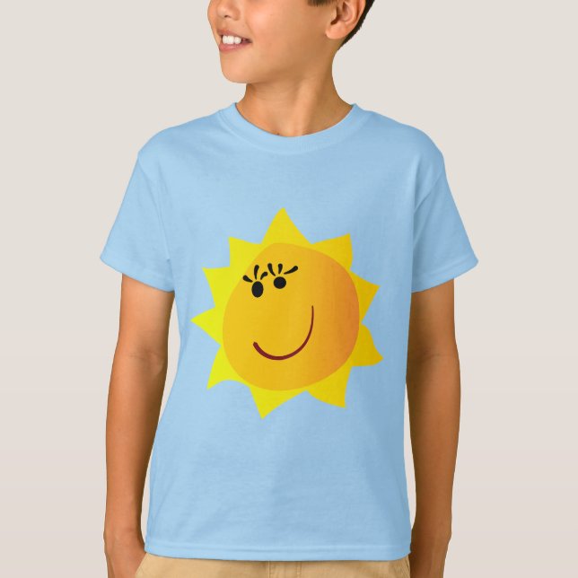T-shirt "Happy Smiling Sun" Graphique Jaune Clair Garçon (Devant)