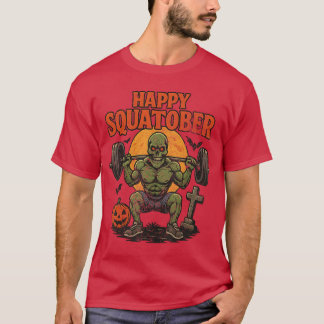 T-shirt Happy Squatober Leg Day Challenge Vintage Hallowee
