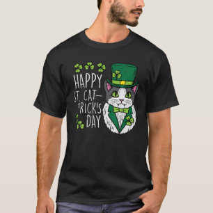 T-shirt Happy St Cat Tricks Patricks Day Funny Pet Men Wom