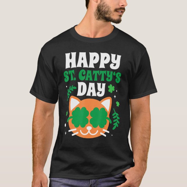 T-shirt Happy St Catty S Day Funny Cute Cat St patrick Da (Devant)