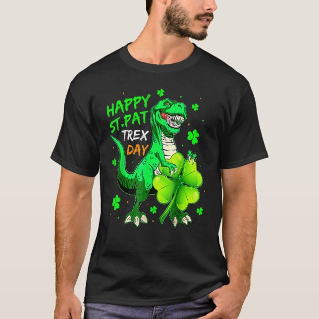 T-shirt Happy St Pat Rex Dinosaur Lucky Shamrock Irish Pat (Devant)