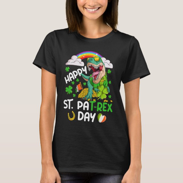 T-shirt Happy St PaT Rex Dinosaur Trex Dino Saint Patrick' (Devant)