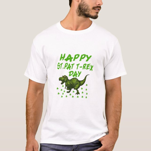 T-shirt Happy St Pat Rex Saint Patrick's Day Dinosaur Boys (Devant)